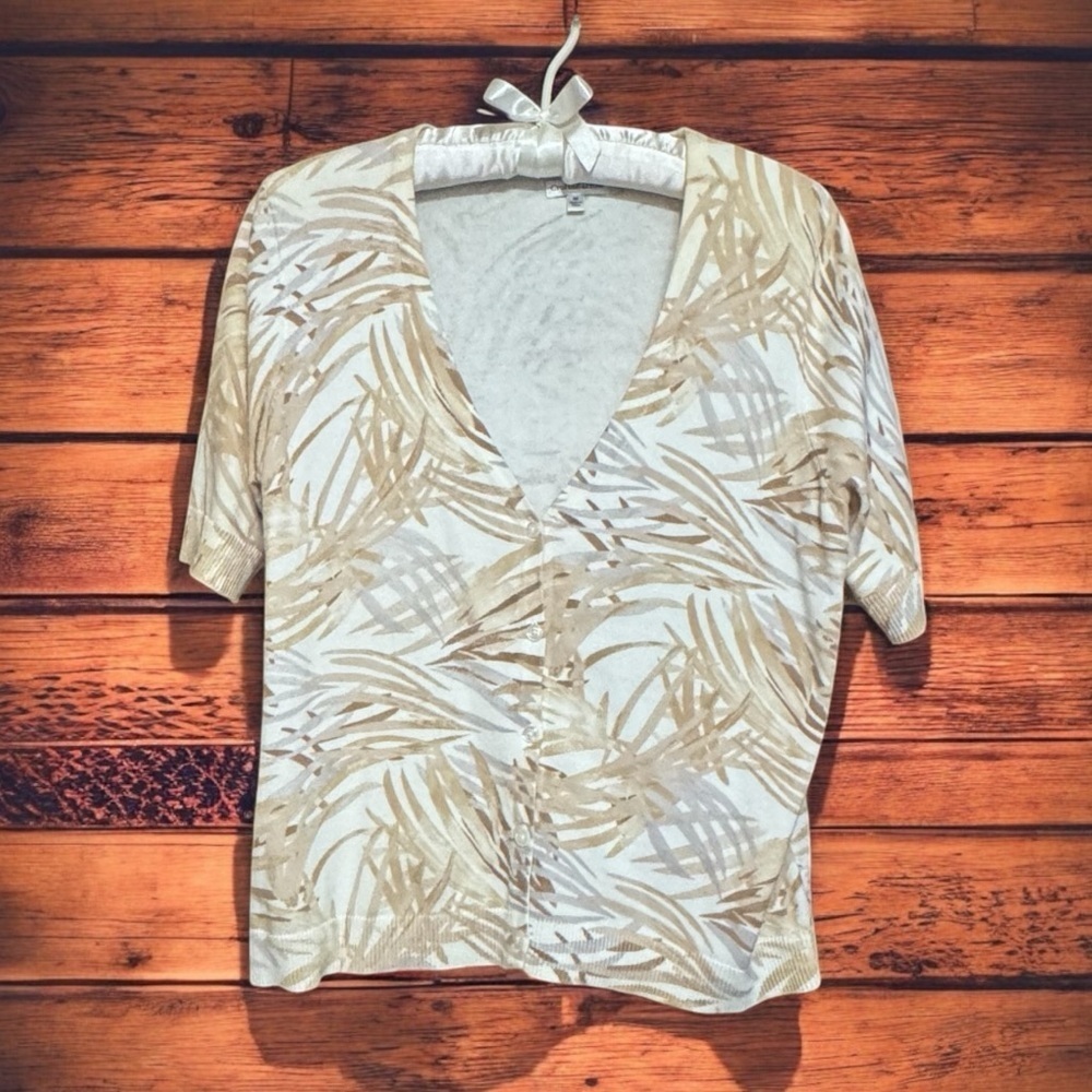 CROFT & BARROW TROPICAL PRINT CARDIGAN SIZE MEDIUM